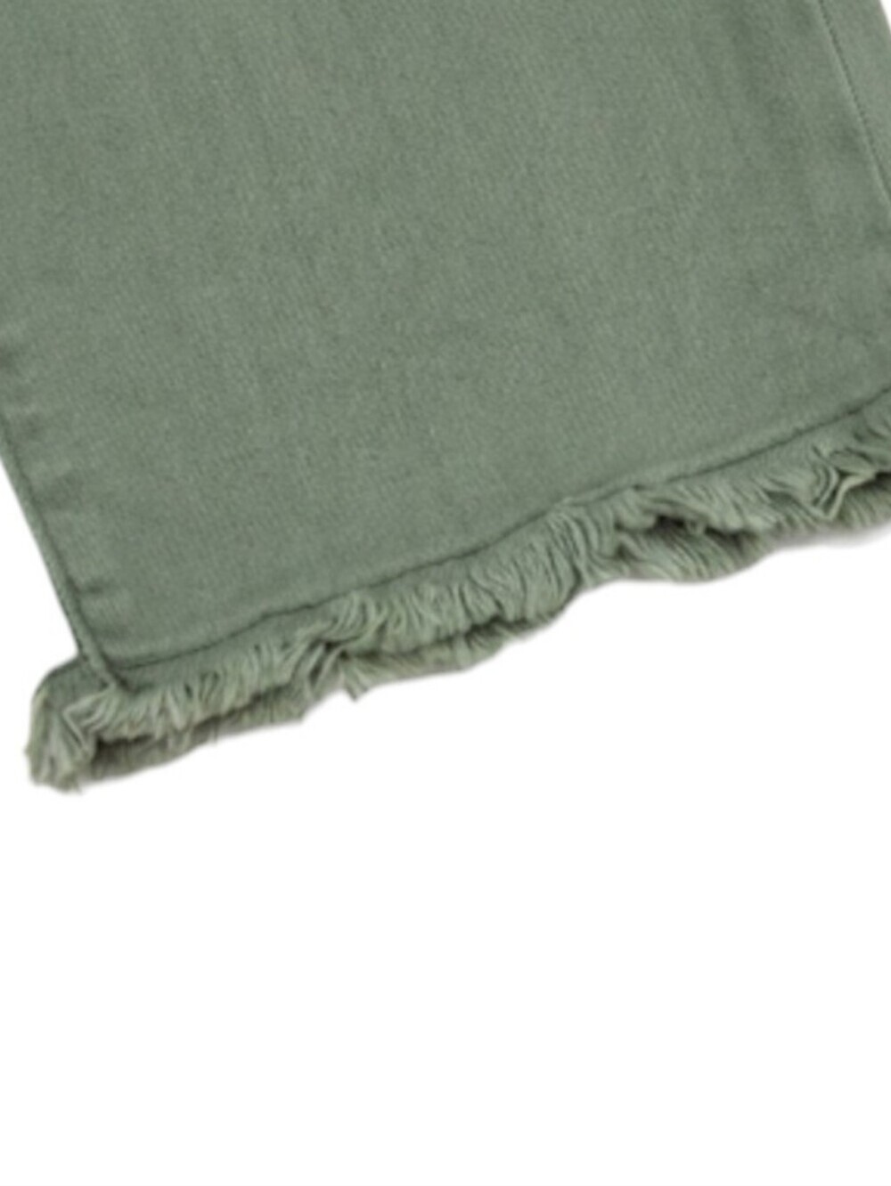 High-Rise Cropped Straight Jeans in Sage Green- Size 8 - Picture 2 of 3
